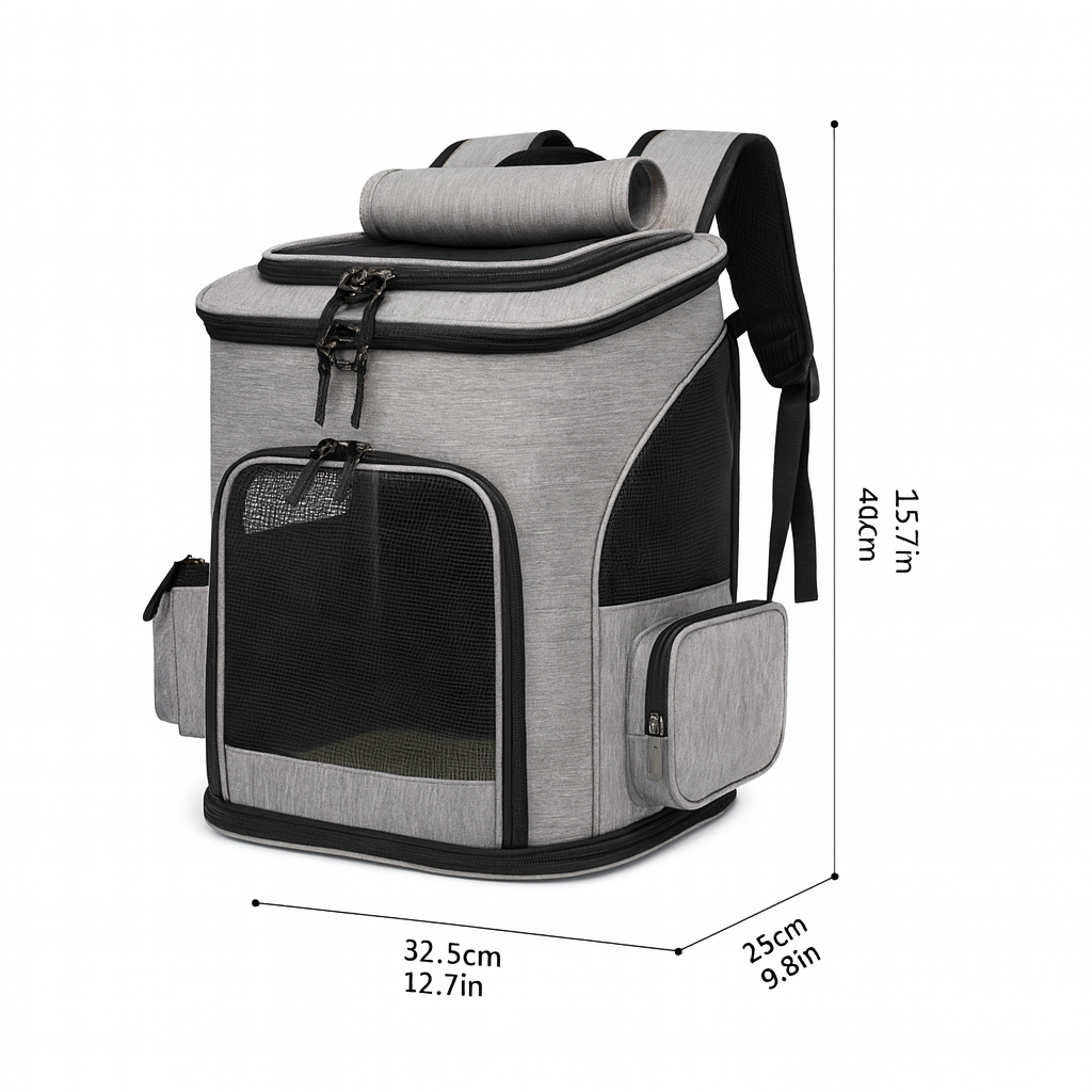 Sac à Dos Transport Chat Respirant et Extensible – Sac Pliable Grande Capacité pour Voyager avec Chats et Chiens