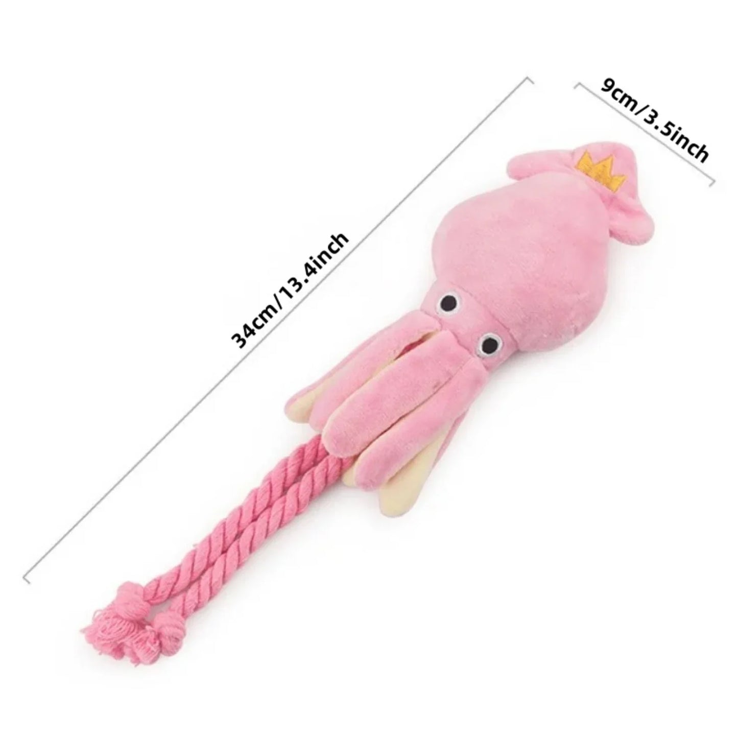 Jouet pour chien en forme de poulpe rose – Peluche adorable avec cordes, idéale pour mâcher, nettoyer les dents et divertir votre chien. Avec un couineur intégré pour encore plus d’amusement.