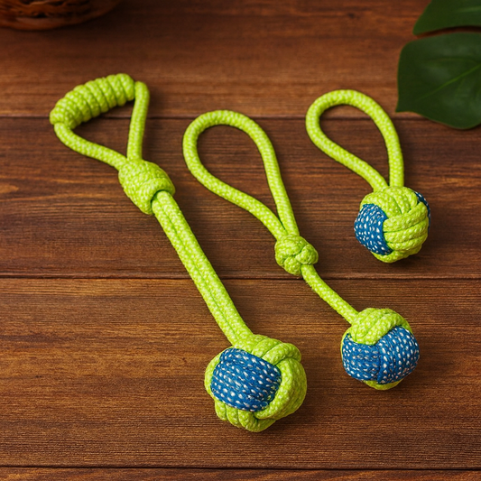 Jouet pour chien – Corde en Coton Interactive avec Balle | Jouet à Mâcher Durable pour Chiots et Adultes | Accessoire Dentition, Nettoyage des Dents et Anti-Stress