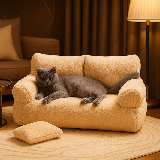 Lit pour chat et petit chien – Canapé doux et chaud en peluche, nid confortable pour l’hiver, pour chats et chiens de petite et moyenne taille