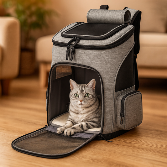 Sac à Dos Transport Chat Respirant et Extensible – Sac Pliable Grande Capacité pour Voyager avec Chats et Chiens