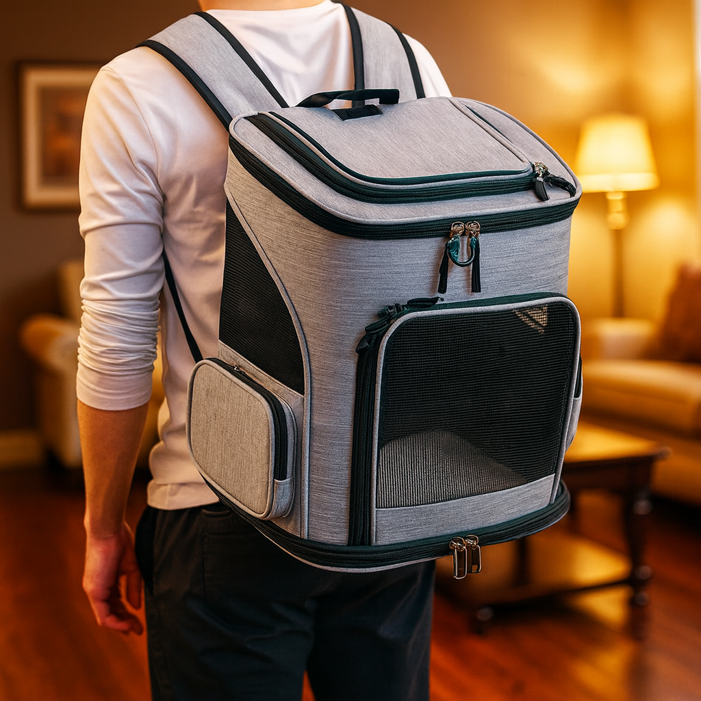 Sac à Dos Transport Chat Respirant et Extensible – Sac Pliable Grande Capacité pour Voyager avec Chats et Chiens