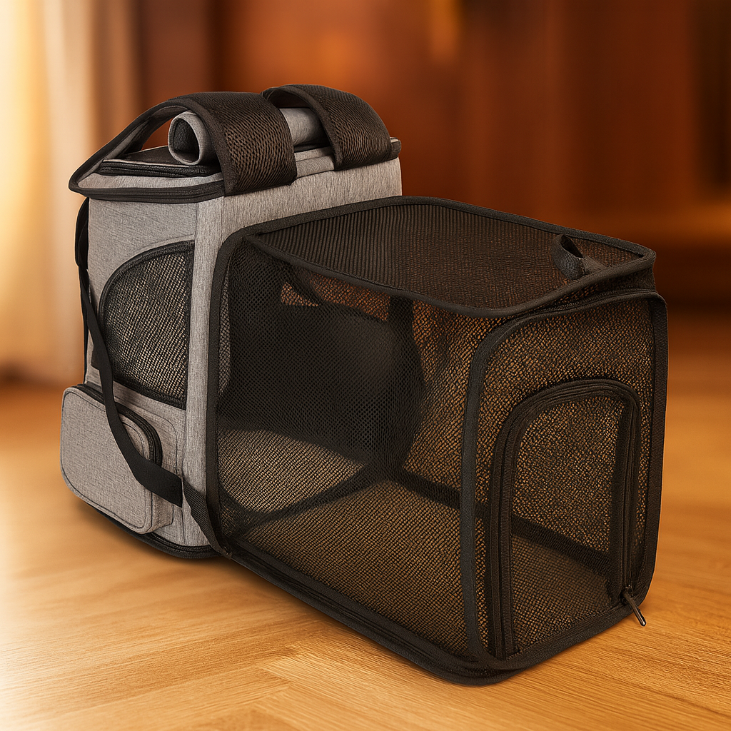 Sac à Dos Transport Chat Respirant et Extensible – Sac Pliable Grande Capacité pour Voyager avec Chats et Chiens