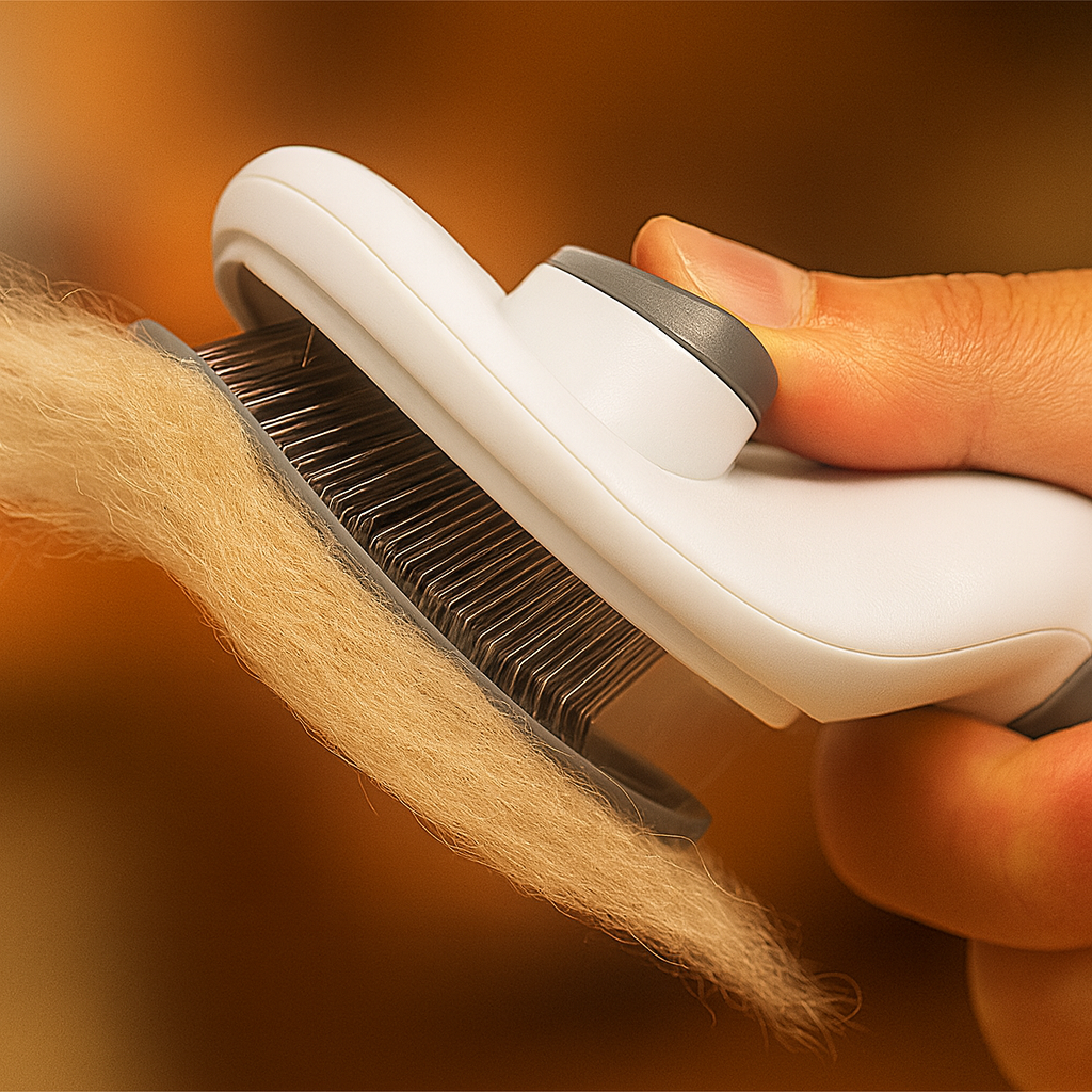 Brosse pour chat – Brosse Autonettoyante Anti-Poils pour Chats et Chiens | Peigne de Toilettage Premium, Retire les Poils Morts et Nœuds