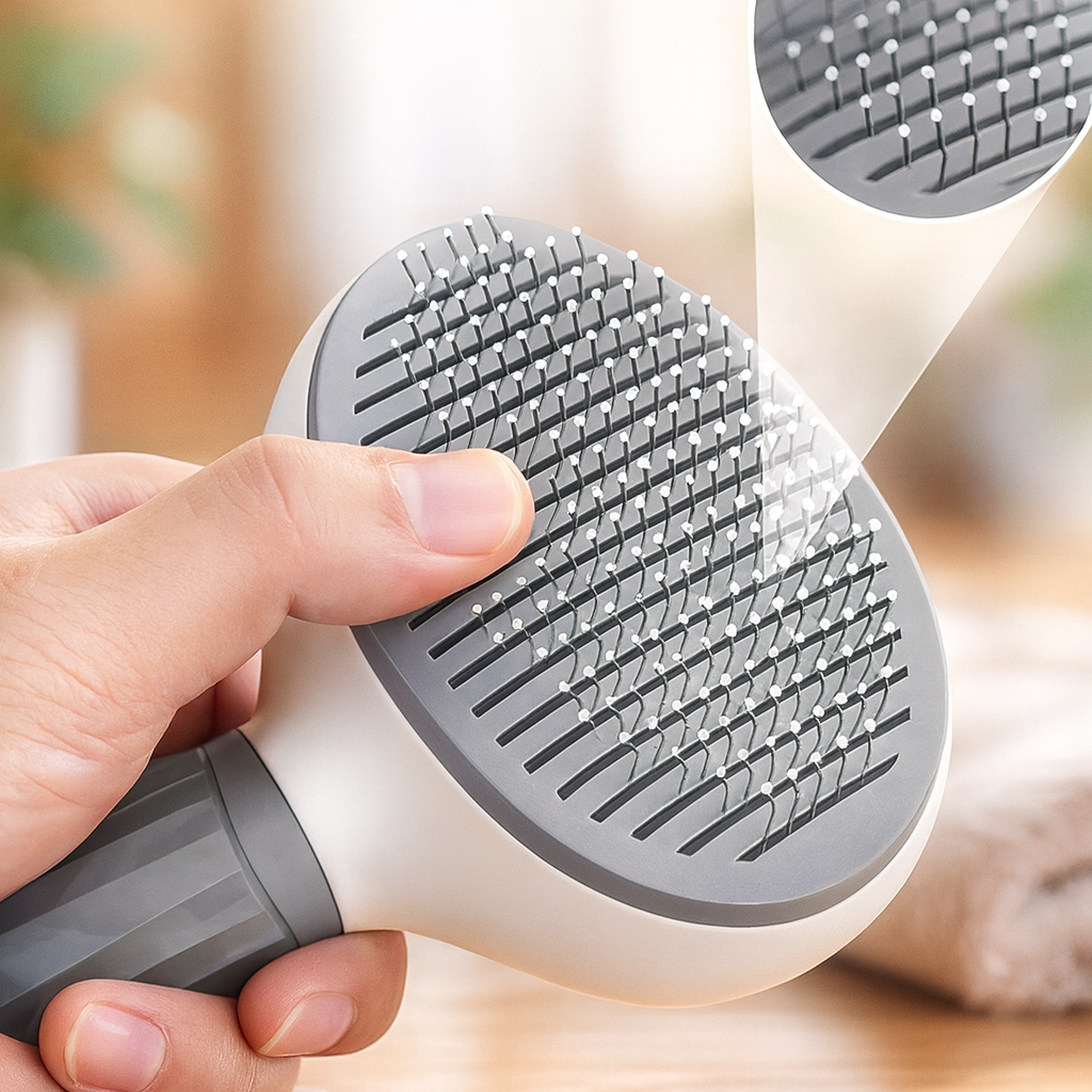 Brosse pour chat – Brosse Autonettoyante Anti-Poils pour Chats et Chiens | Peigne de Toilettage Premium, Retire les Poils Morts et Nœuds