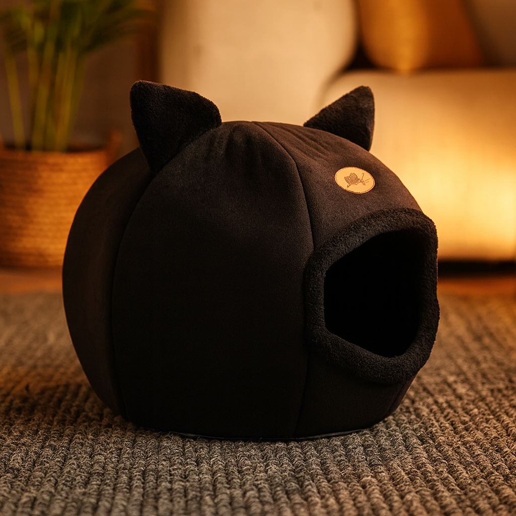 Lit pour chat – Panier Douillet Hiver, Nid Chaud Anti-Stress, Maison pour Chat et Petit Chien – Confort Profond & Design Premium