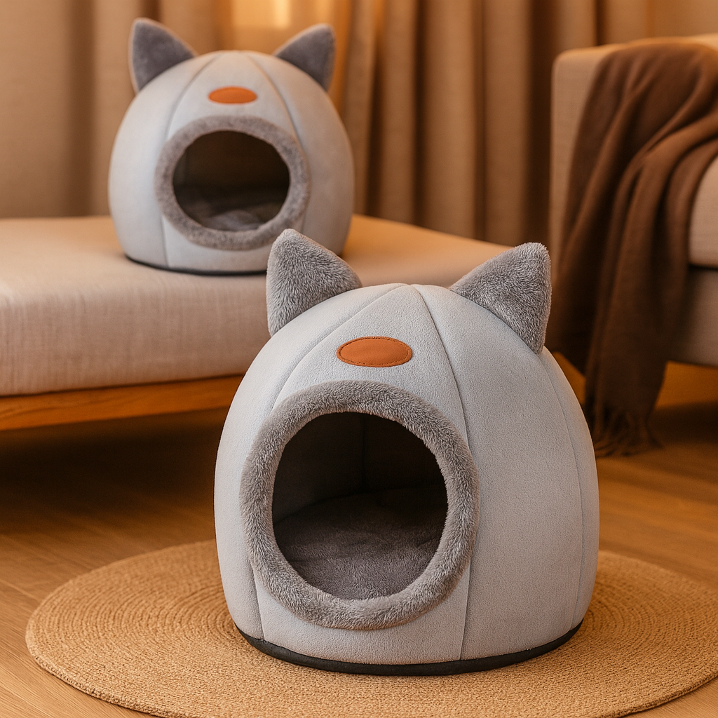 Lit pour chat – Panier Douillet Hiver, Nid Chaud Anti-Stress, Maison pour Chat et Petit Chien – Confort Profond & Design Premium