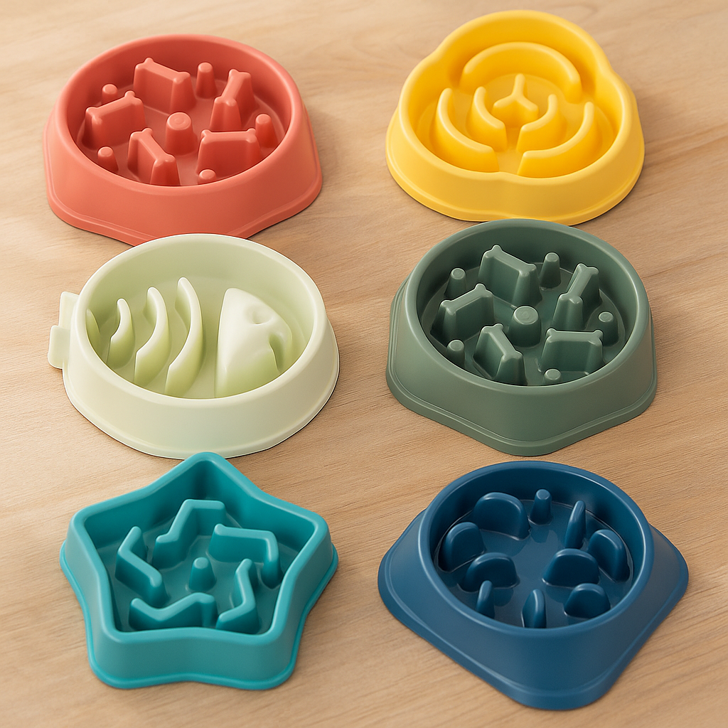 Gamelle anti glouton – Bol antidérapant anti-étouffement pour chien et chat | Gamelle épaisse ronde pour ralentir l’alimentation et favoriser une digestion saine