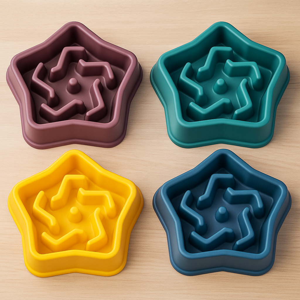 Gamelle anti glouton – Bol antidérapant anti-étouffement pour chien et chat | Gamelle épaisse ronde pour ralentir l’alimentation et favoriser une digestion saine