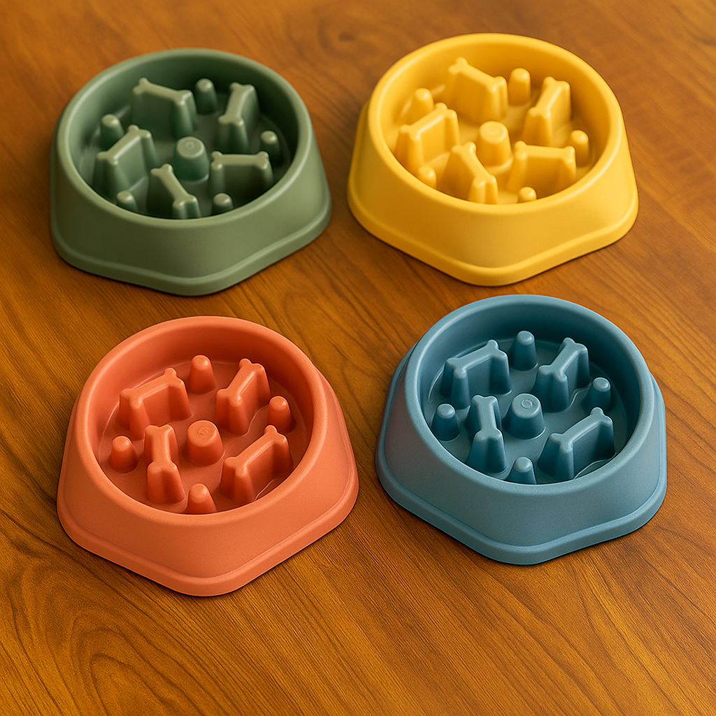 Gamelle anti glouton – Bol antidérapant anti-étouffement pour chien et chat | Gamelle épaisse ronde pour ralentir l’alimentation et favoriser une digestion saine