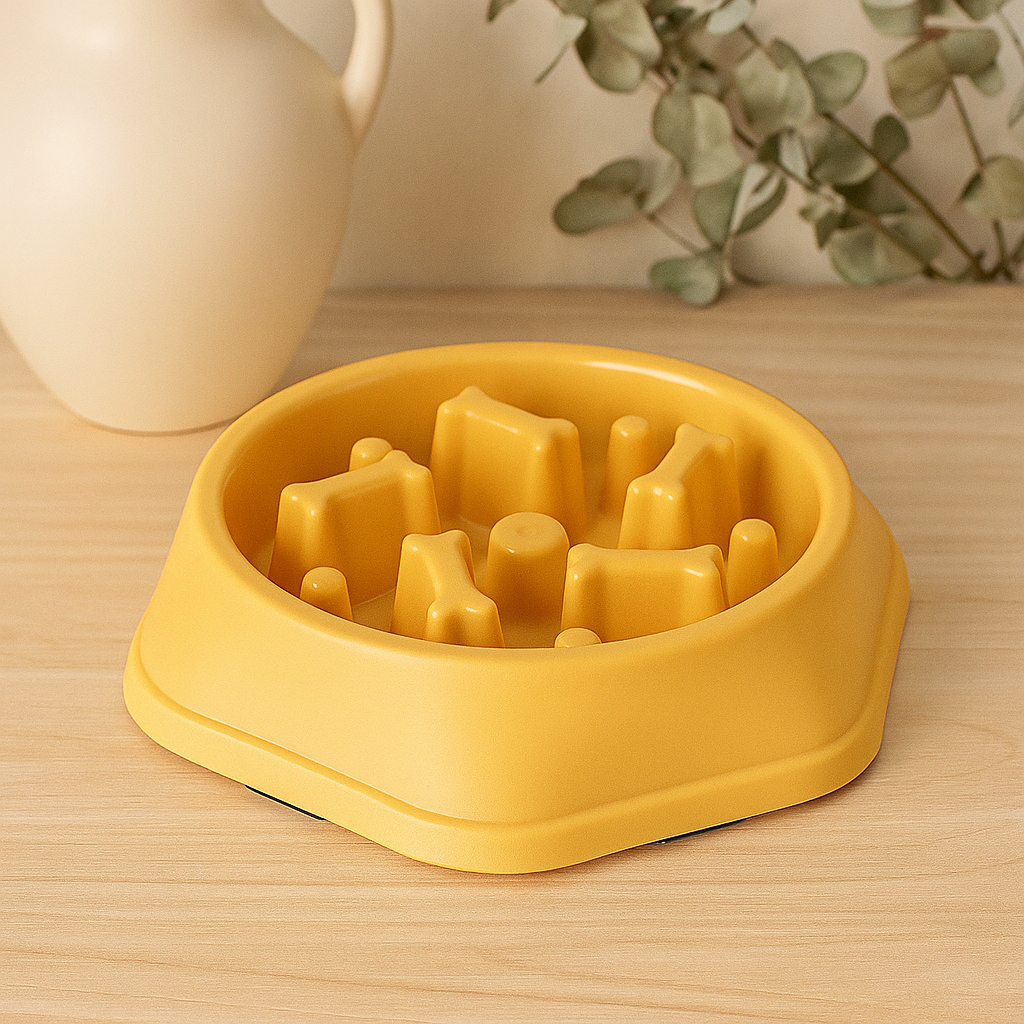 Gamelle anti glouton – Bol antidérapant anti-étouffement pour chien et chat | Gamelle épaisse ronde pour ralentir l’alimentation et favoriser une digestion saine