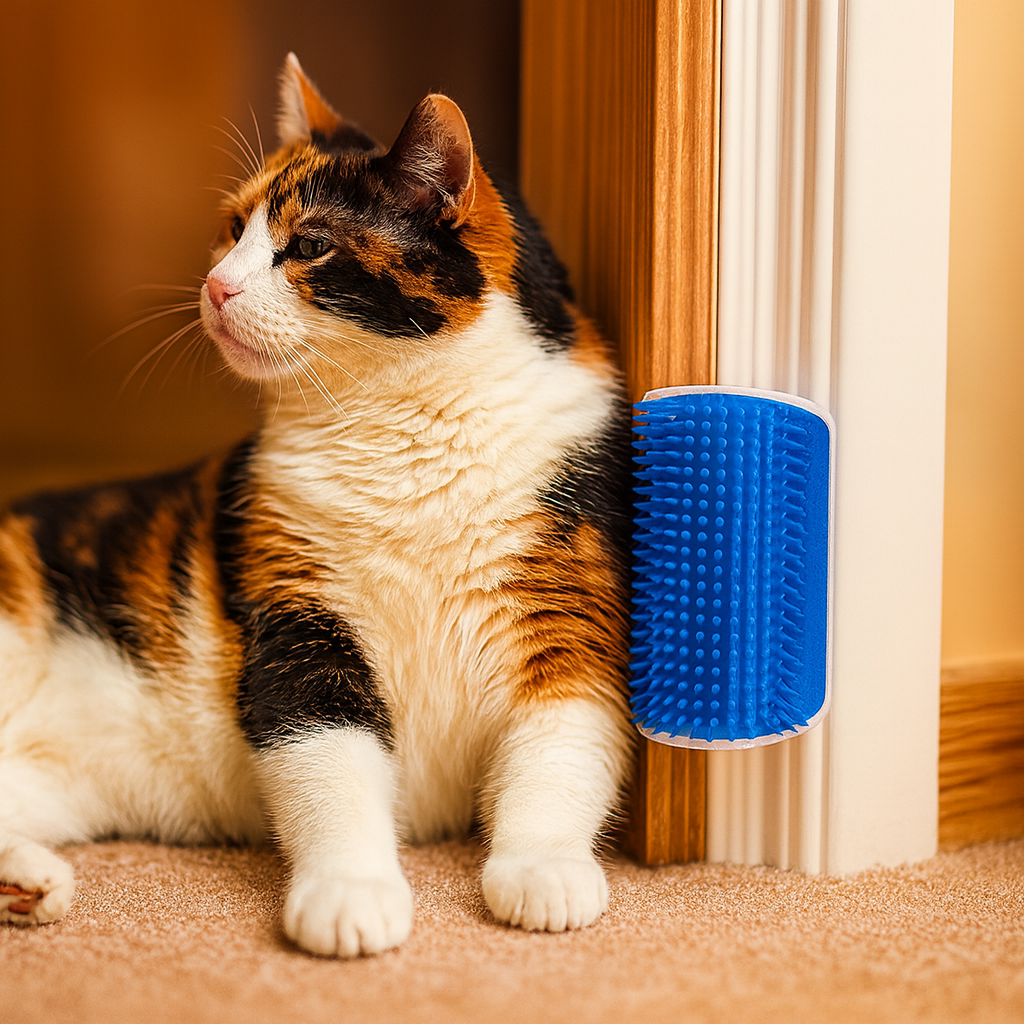 Brosse de Massage pour Chat – Peigne de Coin Amovible, Auto-Grattoir, Retire les Poils, Nettoyage & Beauté pour Chats et Chatons