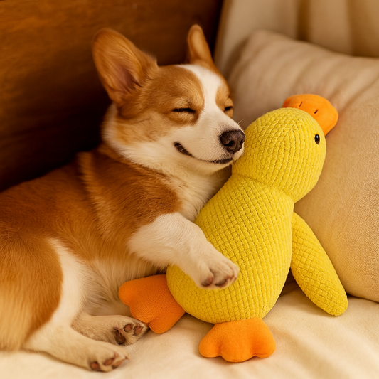 Jouet pour chien – Canard en peluche compagnon, résistant à la morsure, anti-stress, bruit intégré, jouet sonore apaisant pour chien et chiot