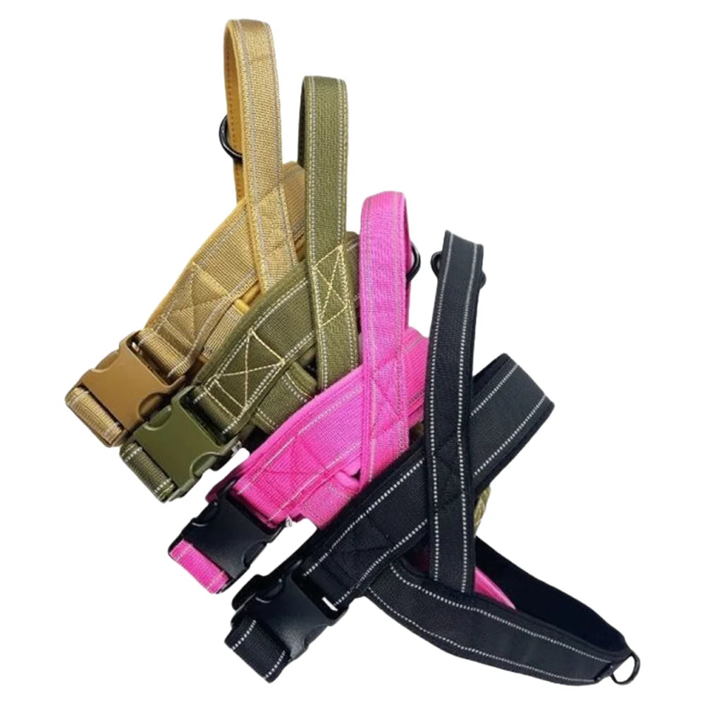 Harnais anti-traction Tactique pour Grand Chien – Nylon 1000D Ultra-Résistant, Ajustable, avec Poignée de Contrôle & Bandes Réfléchissantes – Idéal Dressage, Balades & Randonnée