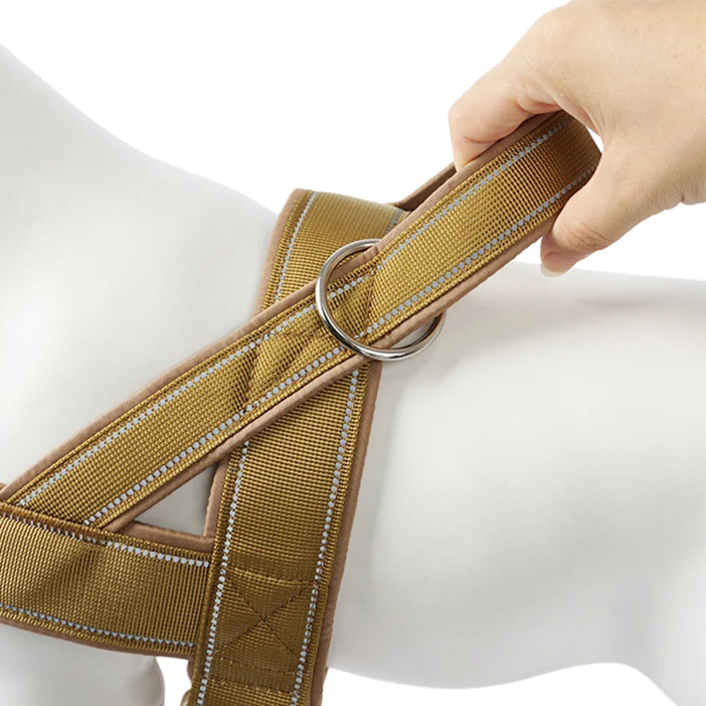 Harnais anti-traction Tactique pour Grand Chien – Nylon 1000D Ultra-Résistant, Ajustable, avec Poignée de Contrôle & Bandes Réfléchissantes – Idéal Dressage, Balades & Randonnée