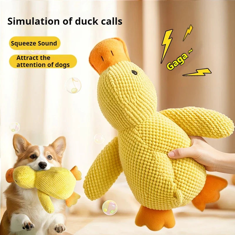 Jouet pour chien – Canard en peluche compagnon, résistant à la morsure, anti-stress, bruit intégré, jouet sonore apaisant pour chien et chiot