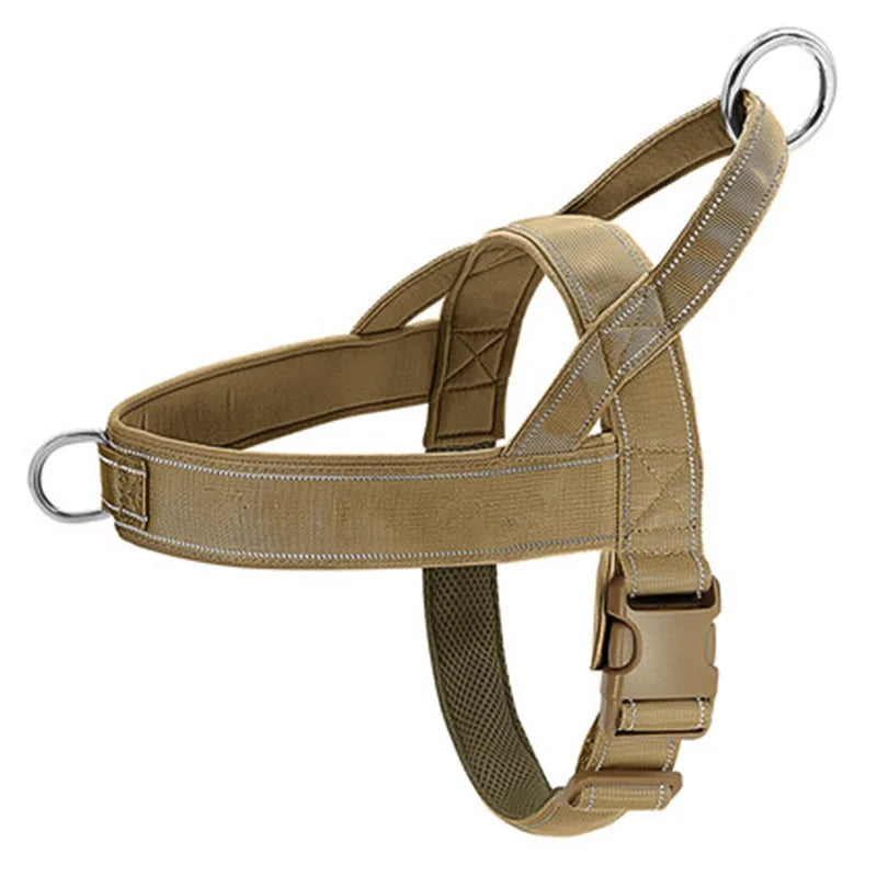 Harnais anti-traction Tactique pour Grand Chien – Nylon 1000D Ultra-Résistant, Ajustable, avec Poignée de Contrôle & Bandes Réfléchissantes – Idéal Dressage, Balades & Randonnée